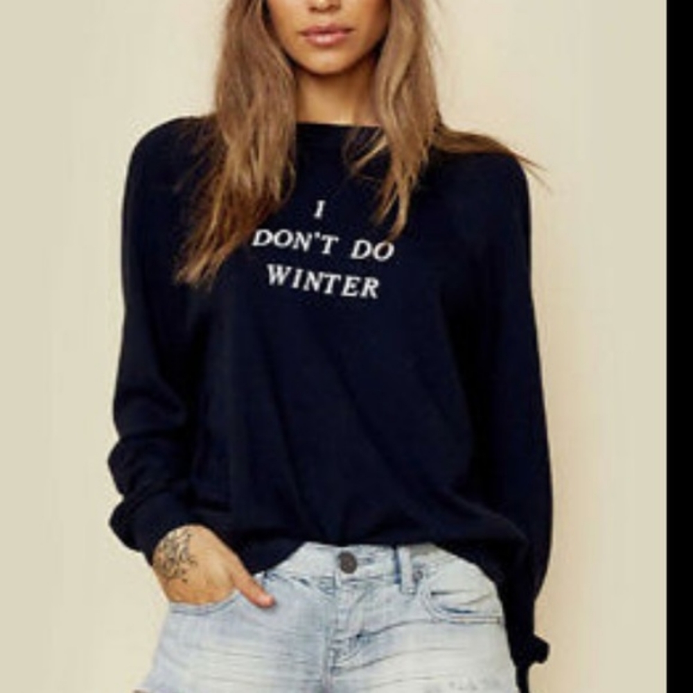 Wildfox Sweater I Don't Do Winter Sommers Sweatshirt Size XS Black
